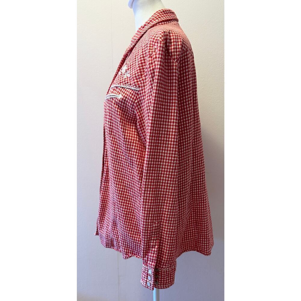 Back in the Saddle Cotton Plaid Flannel Western Rodeo Pearl Button Size L - Picture 3 of 6